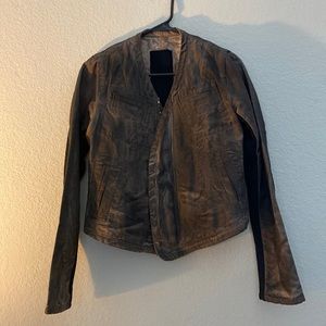 Oil-rubbed Denim Moto Jacket